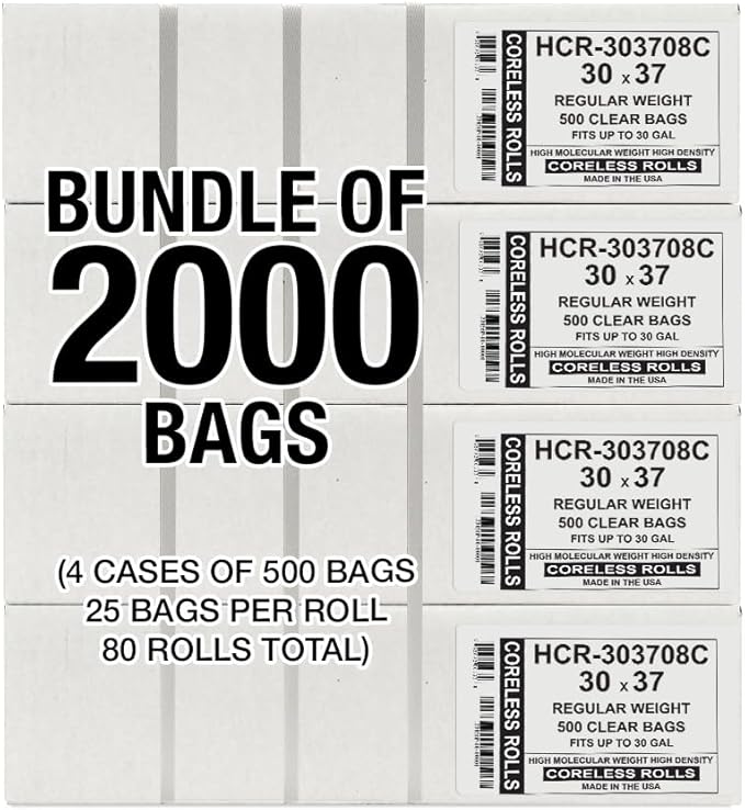 Aluf Plastics High Density Trash Bags, 30 Gallon, 8 Micron, - Image 2