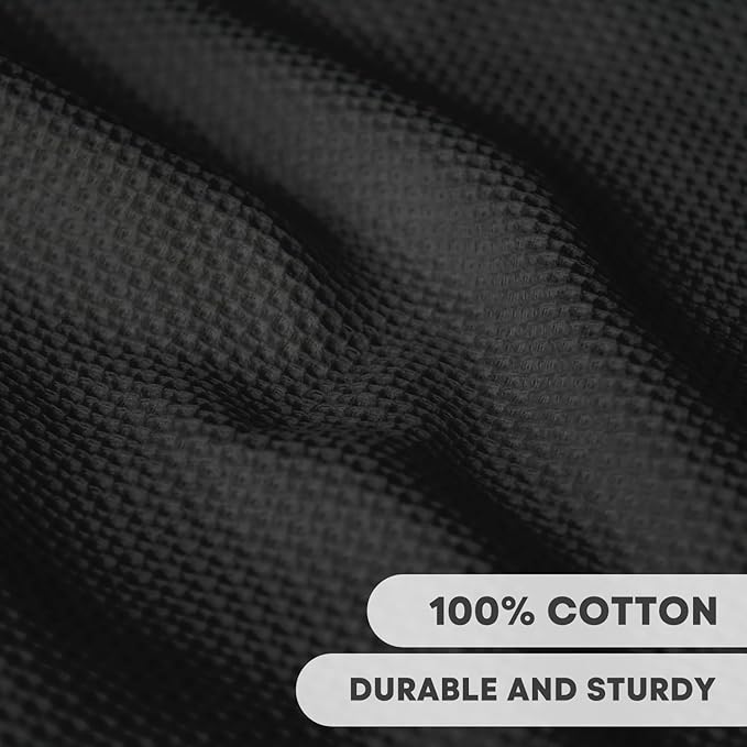 Artoid Mode 100% Cotton Black Waffle Weave Kitchen Dish Cloths, 12x12 Inch - Image 2