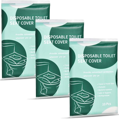 30 Pcs Disposable Flushable Paper Toilet Seat Covers Travel Supplies Essentials by KISEER