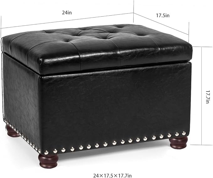 Joveco Leather Storage Ottoman, - Image 3