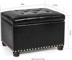 24'' Leather Storage Ottoman Rectangular Foot Rest Stool - Image 3