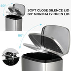 13.2 Gal Kitchen Trash Can, 50L Recycling or Garbage Bin, Brushed Stainless - Image 7
