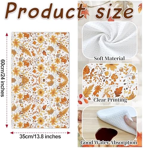Fall Kitchen Towels, Autumn Dish Towels for Home Kitchen Farmhouse, Fall Housewarming Thanksgiving Gifts for Women Family Friends, Autumn Wildflowers Bathroom Hand Towel Decor -04 - Image 2