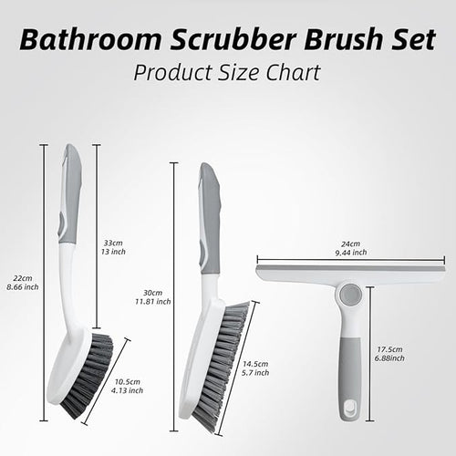3 Pack Heavy-Duty Scrub Brush Set, Grout Brush, Shower Squeegee, Shower - Image 2