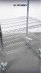 Northsky 3-Shelf Wire Utility Cart on Wheels, Chrome Finish Rolling Metal - Image 7