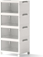 Storage Bins with Lids, 4 Tier Stackable Storage Bins with Drawers, 4 Pack by WelcometoCOLLEFUN