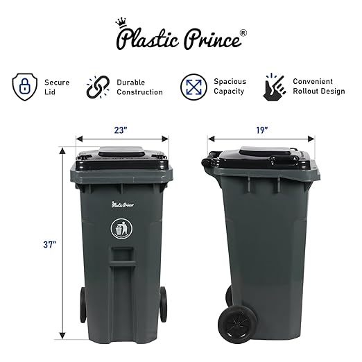 32 Gallon Trash Can with Wheels Outdoor Trash Can with Lid and Wheels - Image 4