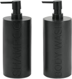 Matte Black Resin 2 Piece Shampoo and Body Wash Dispenser Set, Luxurious by IndecorHome