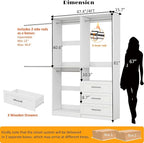 Closet System with 2 Sets, 4FT Closet Organizer Systems with 3 Wooden Drawers & - Image 2