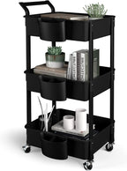 3-Tier Utility Rolling Cart, Mobile Utility Cart by RollingCartWithWheels