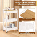 3 Tier Metal Utility Cart, Rolling Storage Cart - Image 3