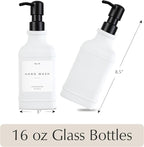Emerson Essentials Glass Soap Dispenser Set – 16 oz 2-Pack – Refillable Dish & - Image 3