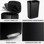 8 Gal Kitchen Trash Can, 30L Recycling or Garbage Bin, Brushed Stainless Steel - Image 7