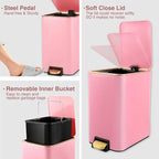 Small Bathroom Trash Can with Lid Soft Close, 1.8 Gallon Stainless Steel - Image 3