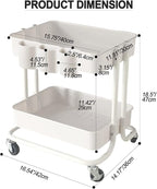 2-Tier Utility Rolling Cart Storage Sofa Side Table - Image 5