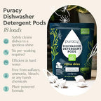 Puracy Dishwasher Pods, Natural Dishwasher Detergent, Free & Clear Dish tabs - Image 2