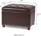 Leather Storage Ottoman Bench Foot Rest Stool - Image 3