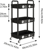 Laiensia 3-Tier Kitchen Storage Cart, Mobile Shelving Unit Cart - Image 6