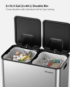Lovewind Trash Can, 2 x 10.5 Gallon Garbage Can - Image 3