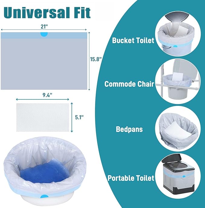 Commode Liners with Absorbent Pads- 50 Commode Bags+ 50 Commode Pads, Extra - Image 2