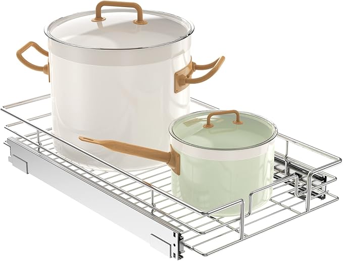 LOVMOR Pull Out Cabinet Organizer 11" W x 18" D, Kitchen Cabinet Pull Out by LOVMOR