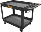 Utility Service Cart, 2-Shelf 500LBS Heavy Duty Plastic Rolling Utility Cart by Unknown