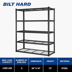BILT HARD 3500 LBS 60" W x 18" D Garage Shelving, Metal Wire Utility Shelving - Image 2