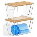 Trash Bag Holders with Bamboo Lids 2 Pack, Garbage Bag Dispenser with Lid by Toowood