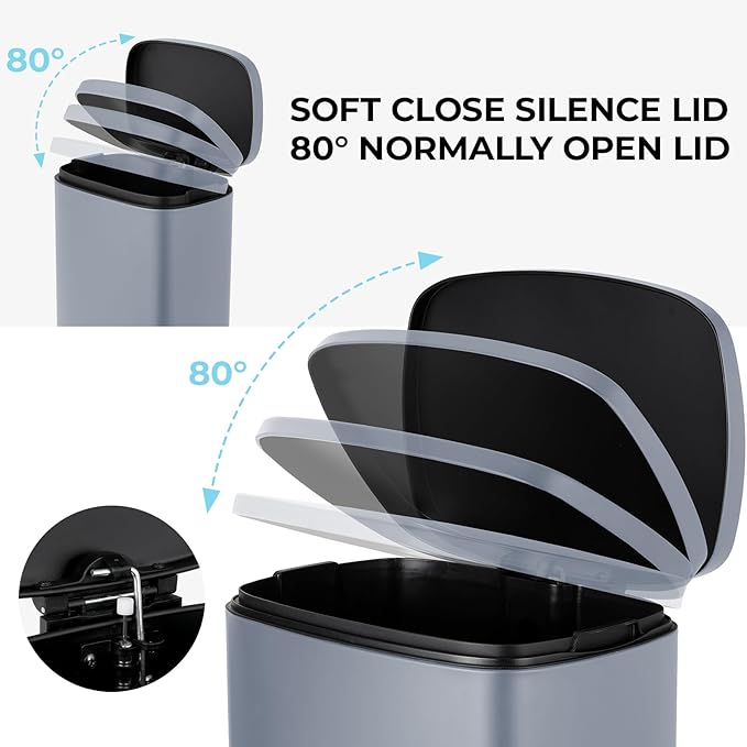 8 Gal Kitchen Trash Can, 30L Recycling or Garbage Bin, Brushed Stainless Steel - Image 3