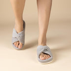 Chantomoo Slippers for Women Memory Foam House Bedroom Corduroy Bow Crossbands - Image 7