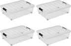 4 Pack Multipurpose 25 Qt Underbed Secure Latching Bin, Plastic Storage - Image 4