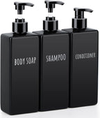 Segbeauty Plastic Square Soap Dispenser Black, 500ml Empty Reusable Pump Bottle by Segbeauty
