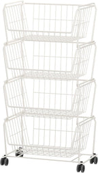 PUSDON Stackable Metal Storage Carts, Dual Use Shelf by PUSDON