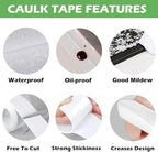 2 Pack Caulk Strip, 1.5" x 10.5Ft PVC Self Adhesive Caulk Tape, Sealing - Image 4