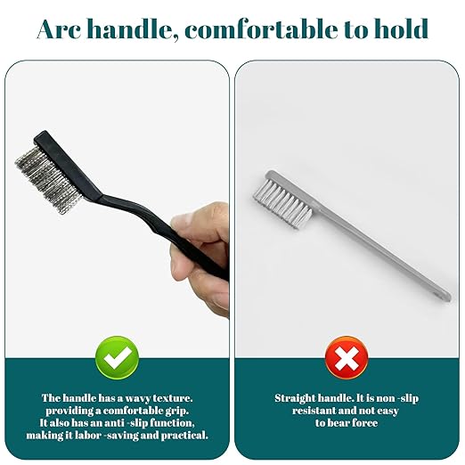 20 Pcs Mini Wire Brush Stainless Steel Brush Set, Curved Handle Masonry Brush - Image 3