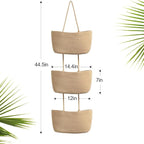 TeoKJ Over the Door Hanging Basket, 3-Tier Woven Cotton Wall-Mounted Storage - Image 3