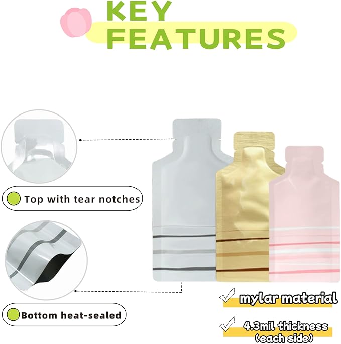 100 Pack 2.95x5.1 inch Heat Seal Sample Mylar Packets - Image 4