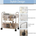 2-Tier Utility Rolling Cart Storage Organizer Sofa Side Table - Image 6