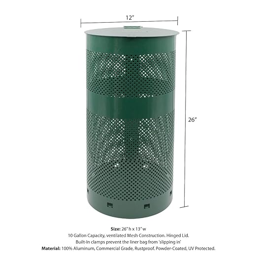 ZERO WASTE USA - Round Outdoor 10 Gallon Capacity Waste Can - 100% Rust-Free - Image 9