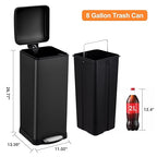 8 Gal/30L Slim Trash Can, Rectangular Step-On Stainless Steel Garbage Can - Image 2