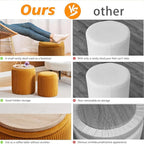 Round Ottoman with Storage Set of 2-Upholstered Velvet Vanity Stool - Image 5