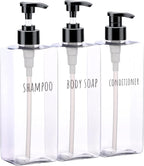Segbeauty Clear Square Shampoo Bottles, 500ml Empty Reusable Bathroom Shower by Segbeauty