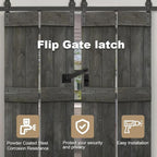 2 Pack Flip Gate Latch Lock 6'' Adjustable Barn Door Lock Hardware Safety - Image 3
