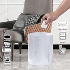 Polytree White Marble Stripe Wastebasket, Round Bathroom Trash Can 2.5 Gallon - Image 9