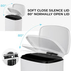 13.2 Gal Kitchen Trash Can, 50L Recycling or Garbage Bin, Brushed Stainless - Image 3