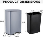 8 Gal Kitchen Trash Can, 30L Recycling or Garbage Bin, Brushed Stainless Steel - Image 2
