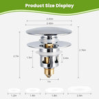 Universal 2PCS Bathroom Sink Stopper 2 in 1 Pop Up Metal Sink Drain Strainer - Image 4