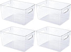 JollyPack 4 Pack Clear Plastic Storage Bins, Pantry Organizers and Storage by JollyPack