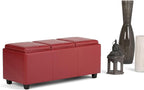 SIMPLIHOME Avalon 42 inch Wide Contemporary Rectangle Storage Ottoman in Red - Image 4
