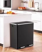 AthLike 60L Dual Trash Can, Stainless Steel Kitchen Garbage Can, Double - Image 8